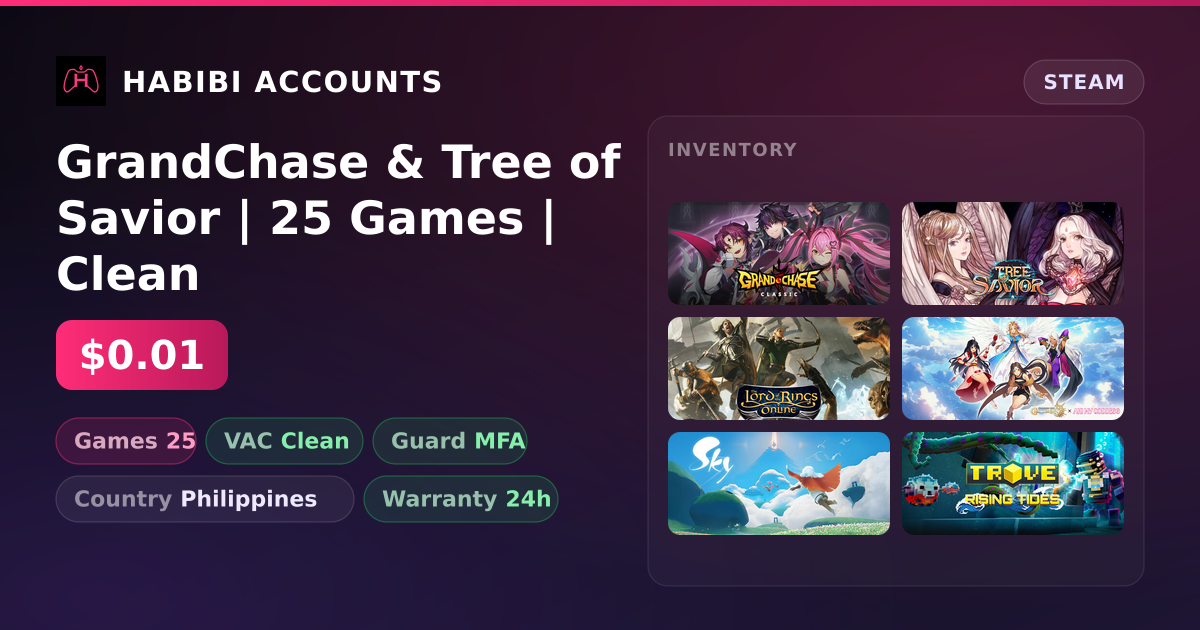 GrandChase & Tree of Savior | 25 Games | Clean — HabibiAccounts