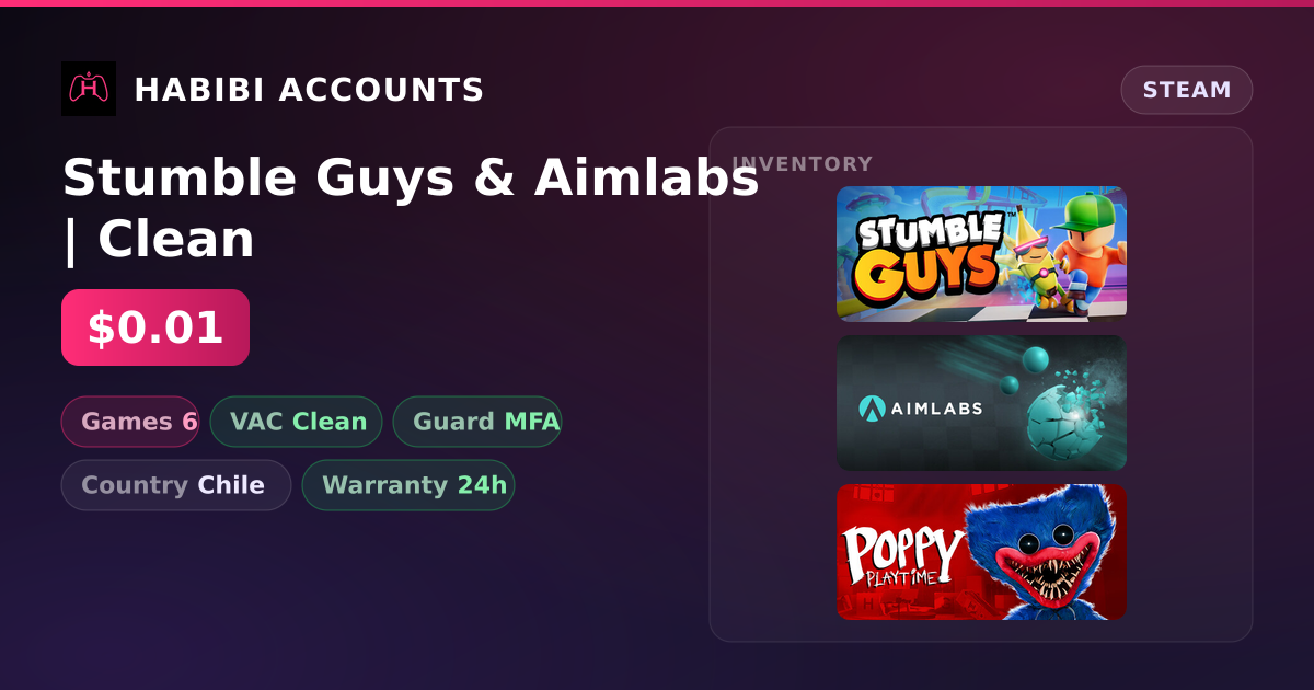 Stumble Guys & Aimlabs | Clean — HabibiAccounts