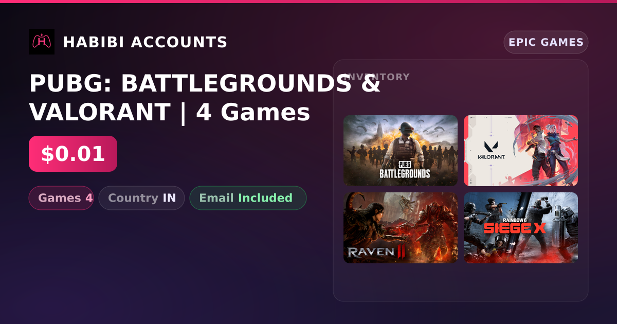 PUBG: BATTLEGROUNDS & VALORANT | 4 Games — HabibiAccounts