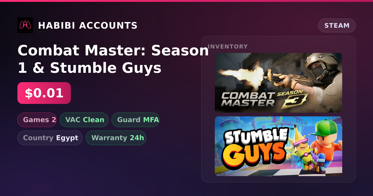 Combat Master: Season 1 & Stumble Guys — HabibiAccounts