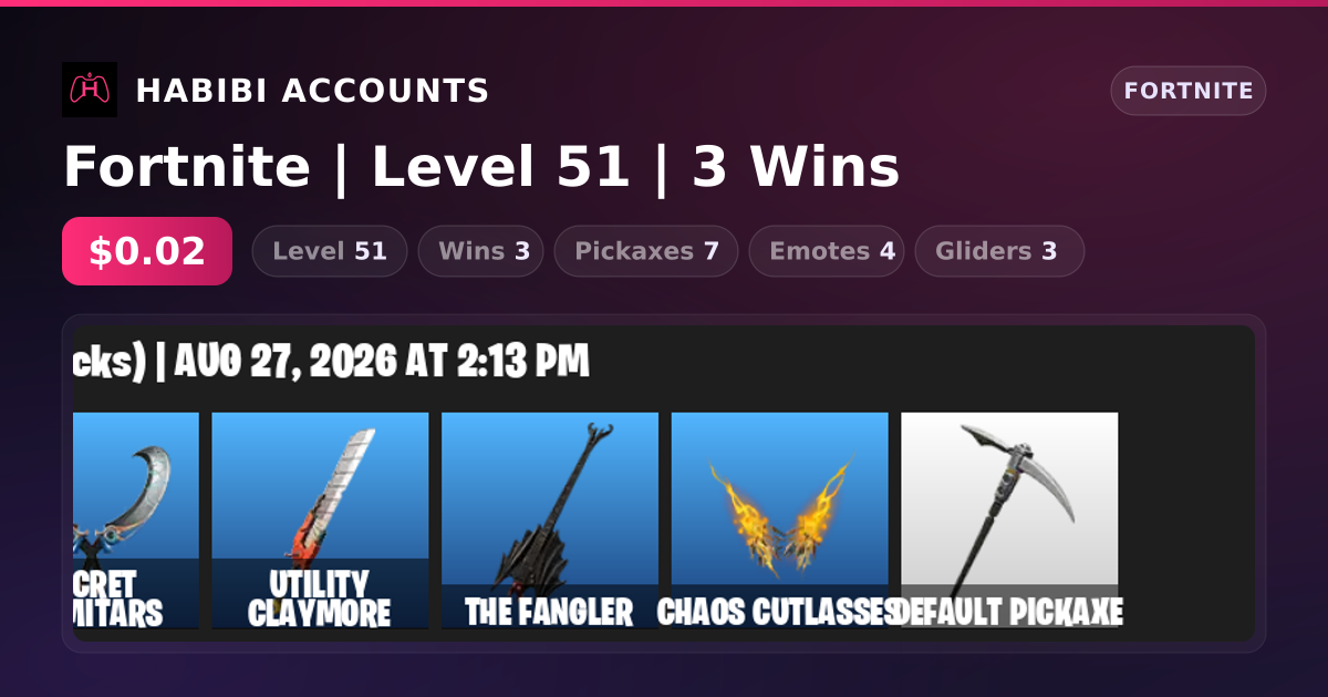 Fortnite | Level 51 | 3 Wins — HabibiAccounts