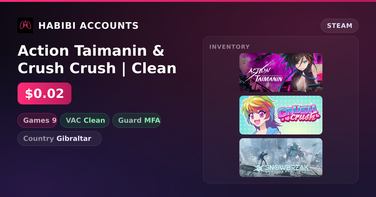 Action Taimanin & Crush Crush | Clean — HabibiAccounts