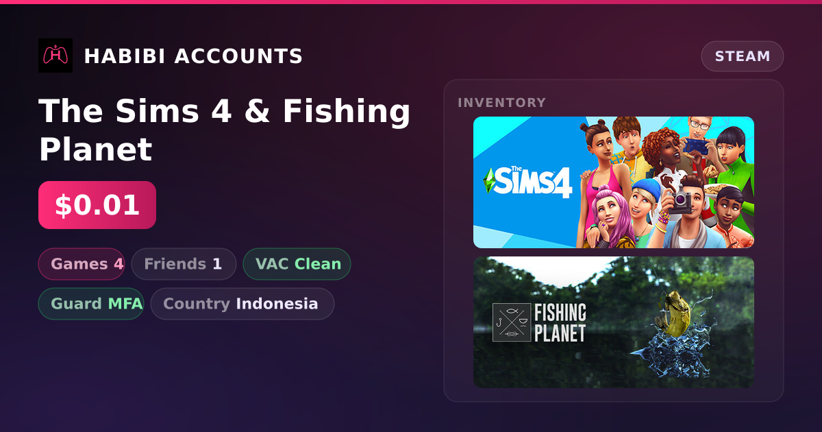 The Sims 4 & Fishing Planet — HabibiAccounts