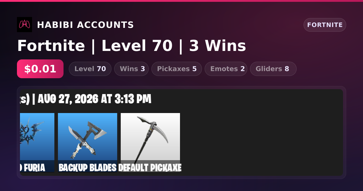 Fortnite | Level 70 | 3 Wins — HabibiAccounts
