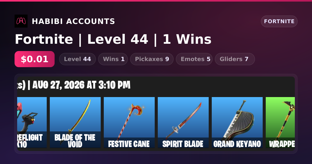 Fortnite | Level 44 | 1 Wins — HabibiAccounts