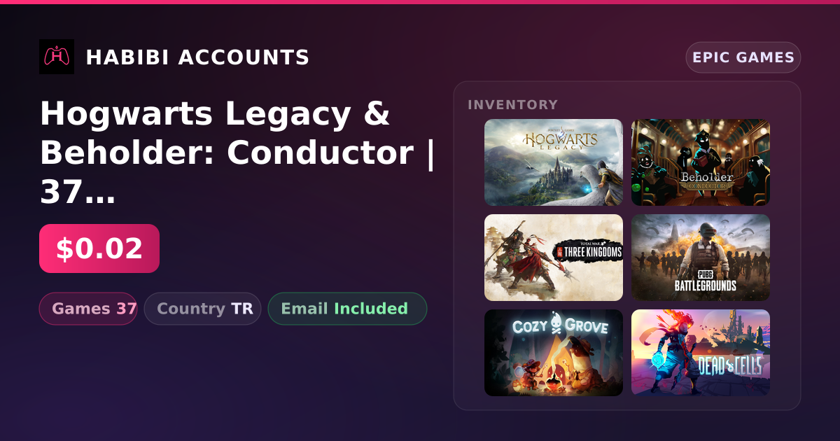 Hogwarts Legacy & Beholder: Conductor | 37 Games — HabibiAccounts
