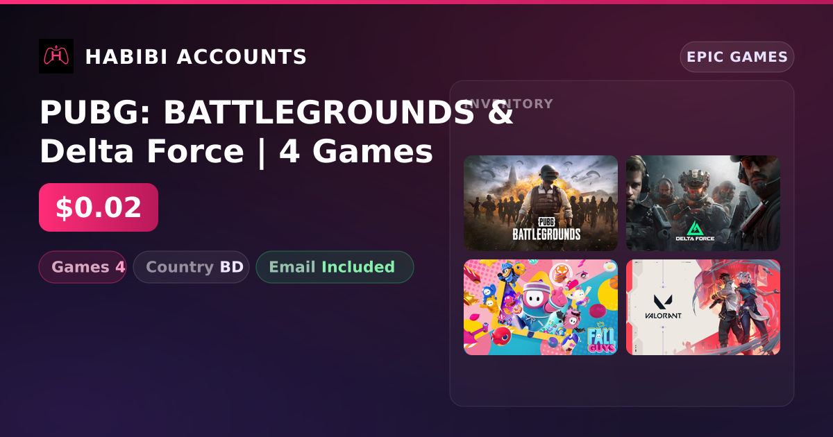 PUBG: BATTLEGROUNDS & Delta Force | 4 Games — HabibiAccounts