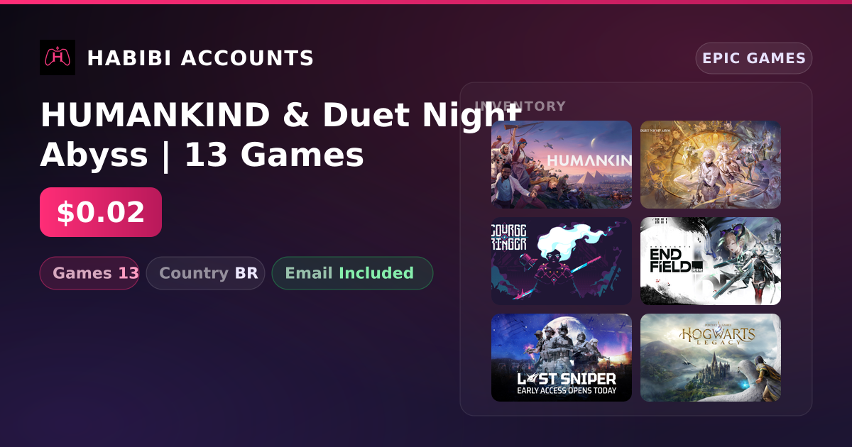 HUMANKIND & Duet Night Abyss | 13 Games — HabibiAccounts