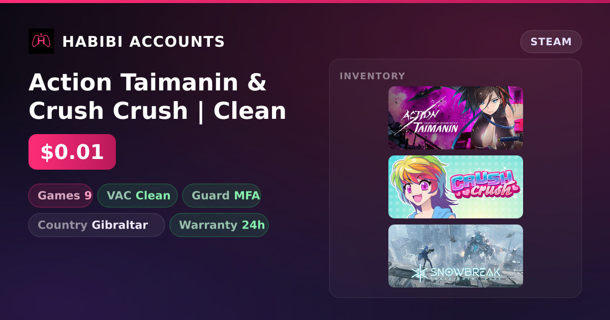 Action Taimanin & Crush Crush | Clean — HabibiAccounts