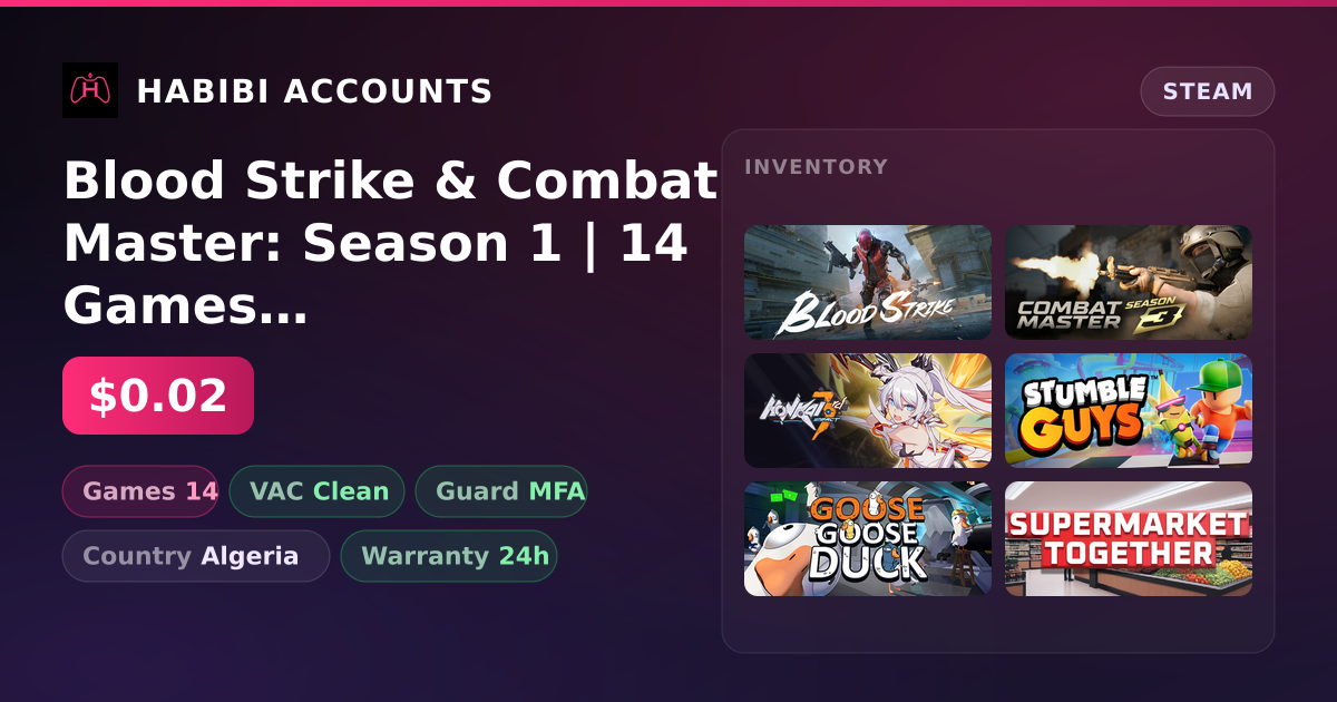 Blood Strike & Combat Master: Season 1 | 14 Games | Clean — HabibiAccounts
