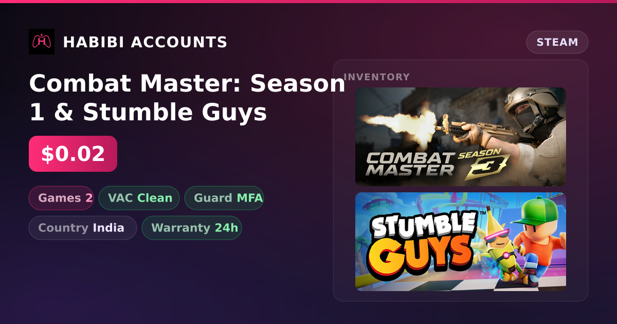 Combat Master: Season 1 & Stumble Guys — HabibiAccounts
