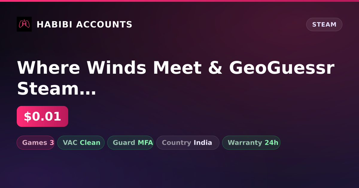 Where Winds Meet & GeoGuessr Steam Edition — HabibiAccounts