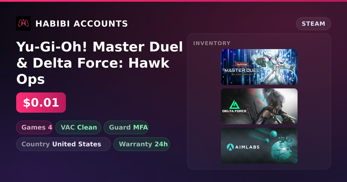Yu-Gi-Oh! Master Duel & Delta Force: Hawk Ops — HabibiAccounts