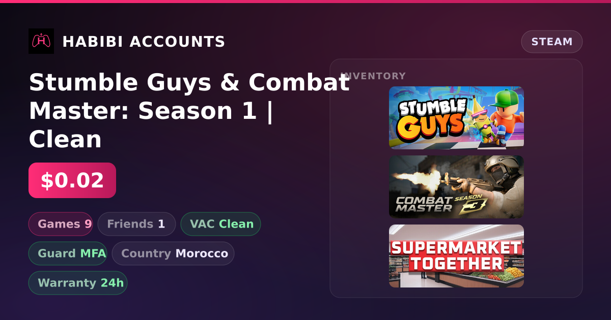 Stumble Guys & Combat Master: Season 1 | Clean — HabibiAccounts