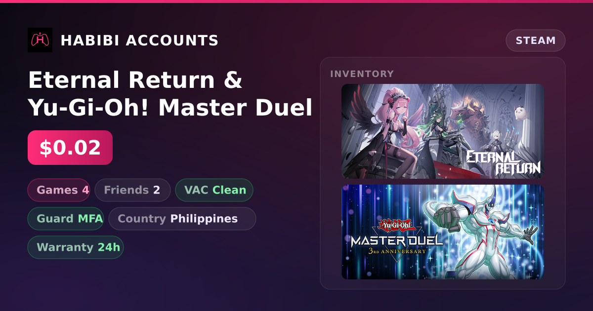 Eternal Return & Yu-Gi-Oh! Master Duel — HabibiAccounts