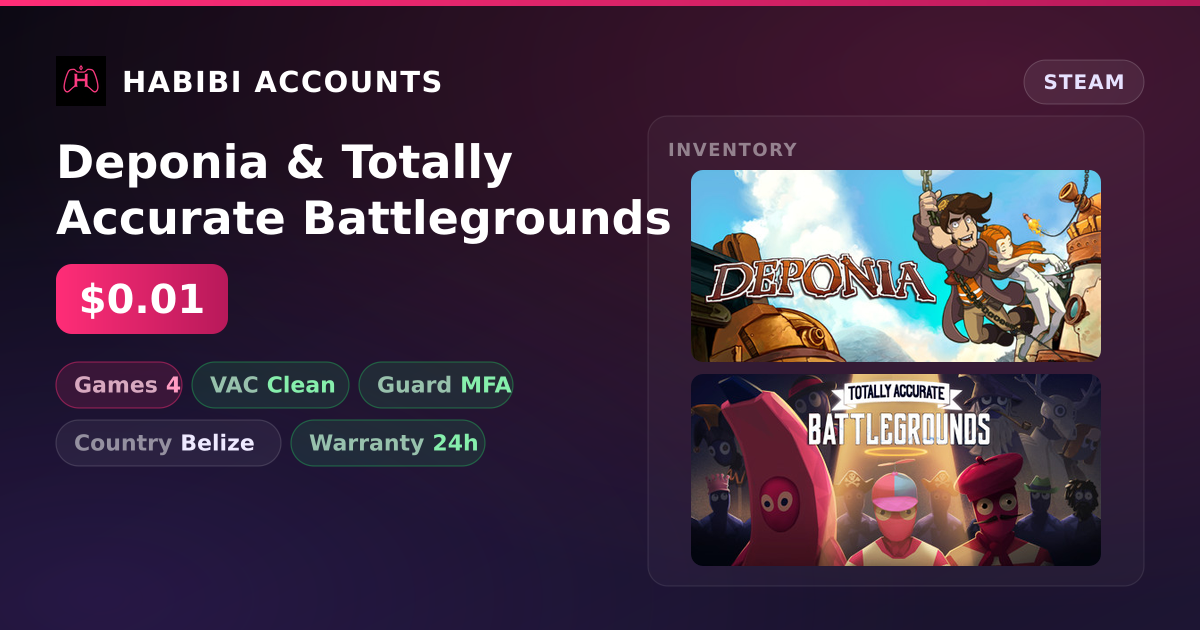 Deponia & Totally Accurate Battlegrounds — HabibiAccounts
