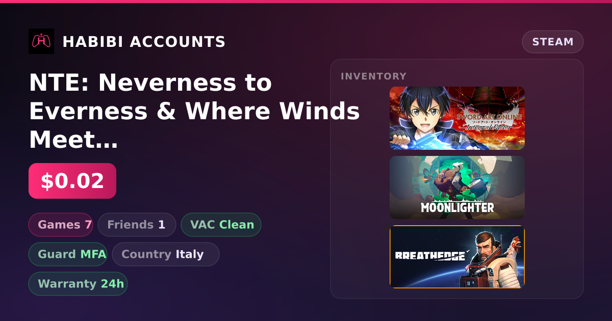 NTE: Neverness to Everness & Where Winds Meet | Clean — HabibiAccounts