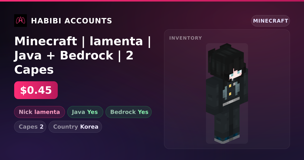 Minecraft | lamenta | Java + Bedrock | 2 Capes — HabibiAccounts