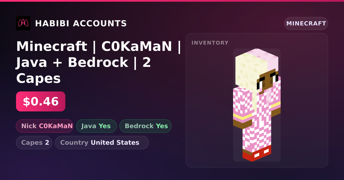 Minecraft | C0KaMaN | Java + Bedrock | 2 Capes — HabibiAccounts