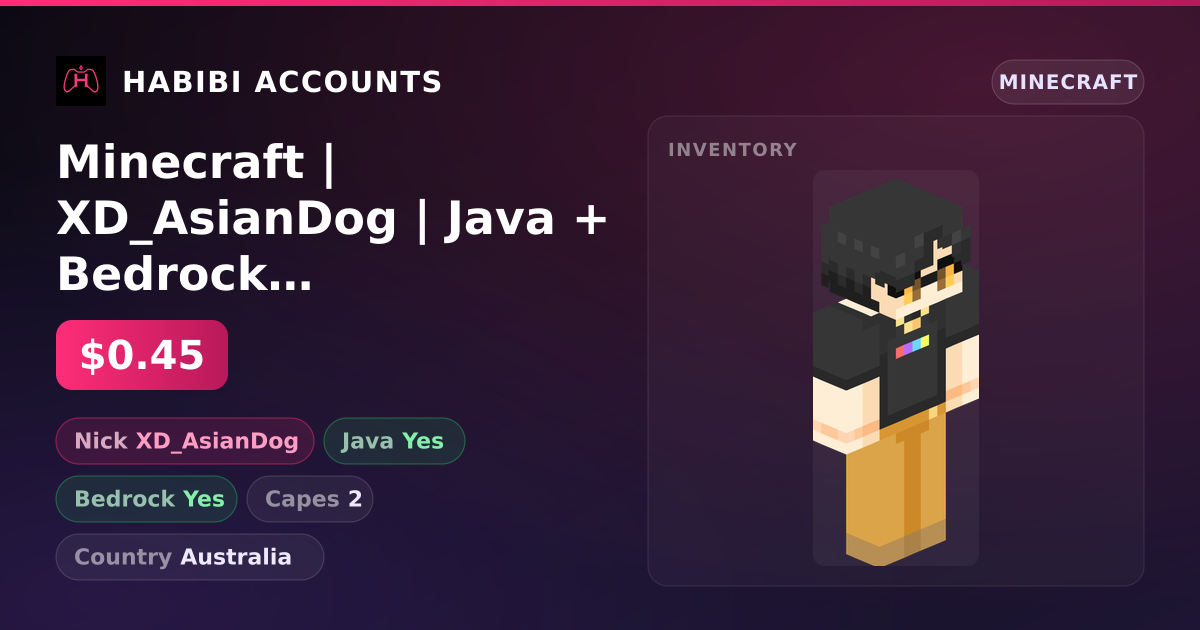 Minecraft | XD_AsianDog | Java + Bedrock | 2 Capes — HabibiAccounts