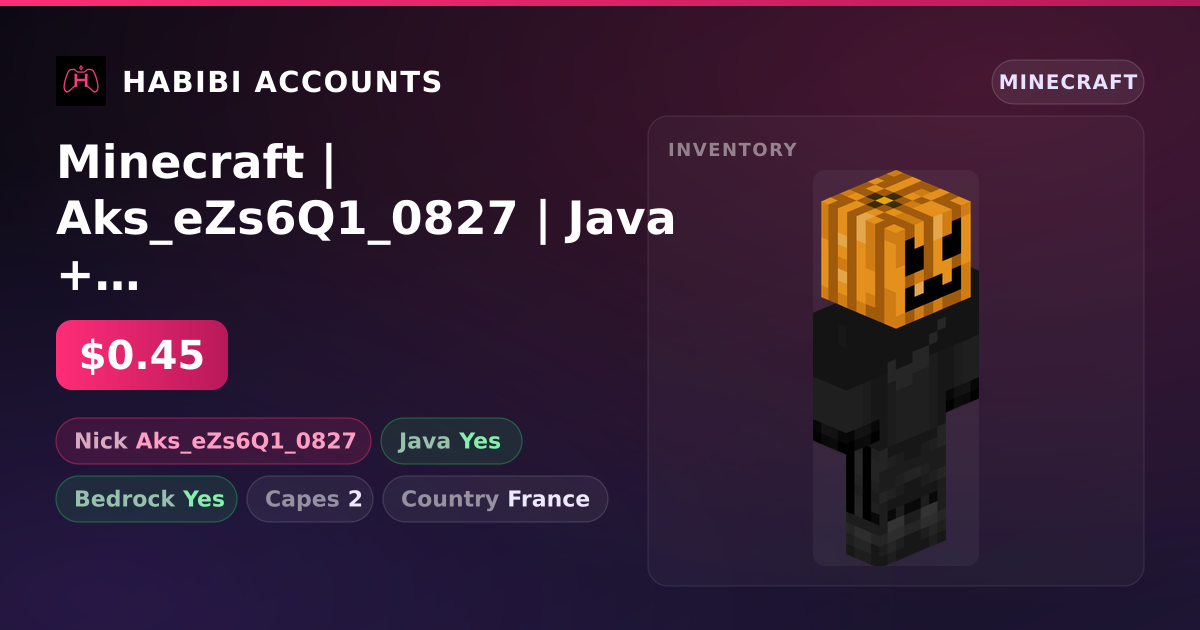 Minecraft | Aks_eZs6Q1_0827 | Java + Bedrock | 2 Capes — HabibiAccounts