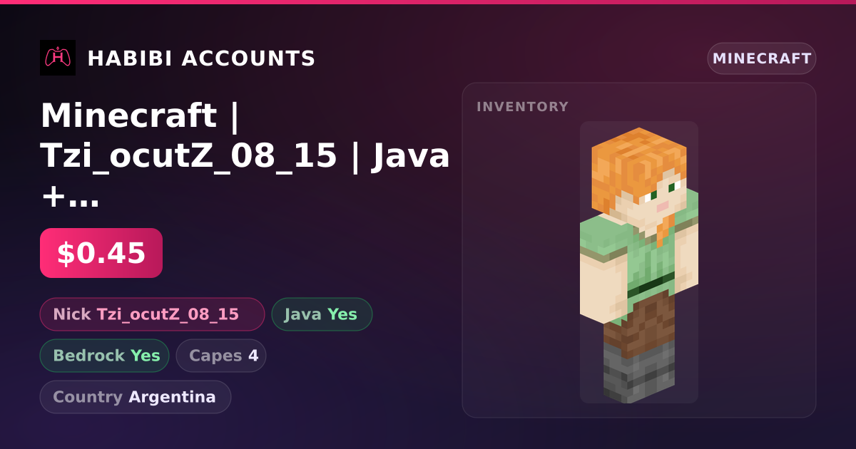 Minecraft | Tzi_ocutZ_08_15 | Java + Bedrock | 4 Capes — HabibiAccounts