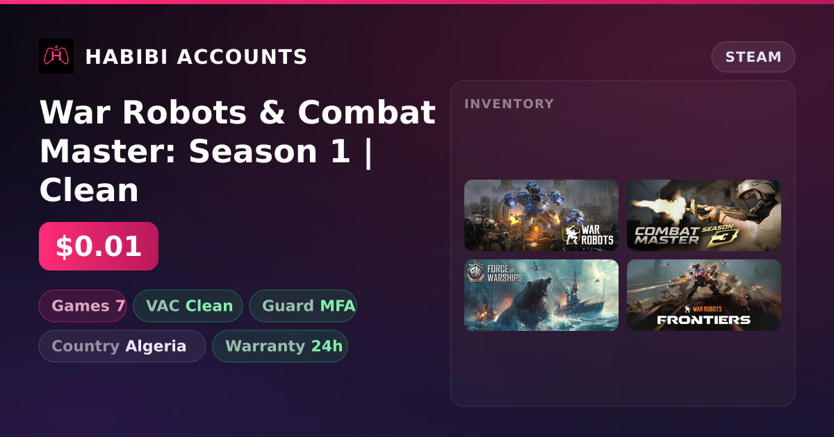 War Robots & Combat Master: Season 1 | Clean — HabibiAccounts
