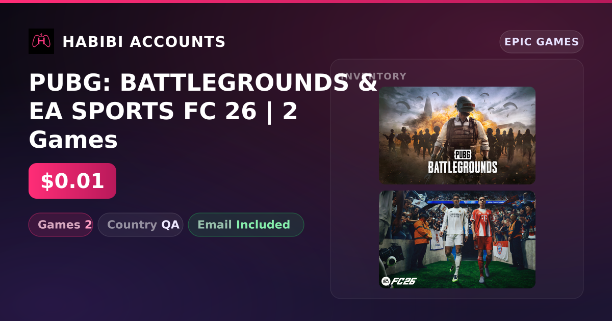 PUBG: BATTLEGROUNDS & EA SPORTS FC 26 | 2 Games — HabibiAccounts