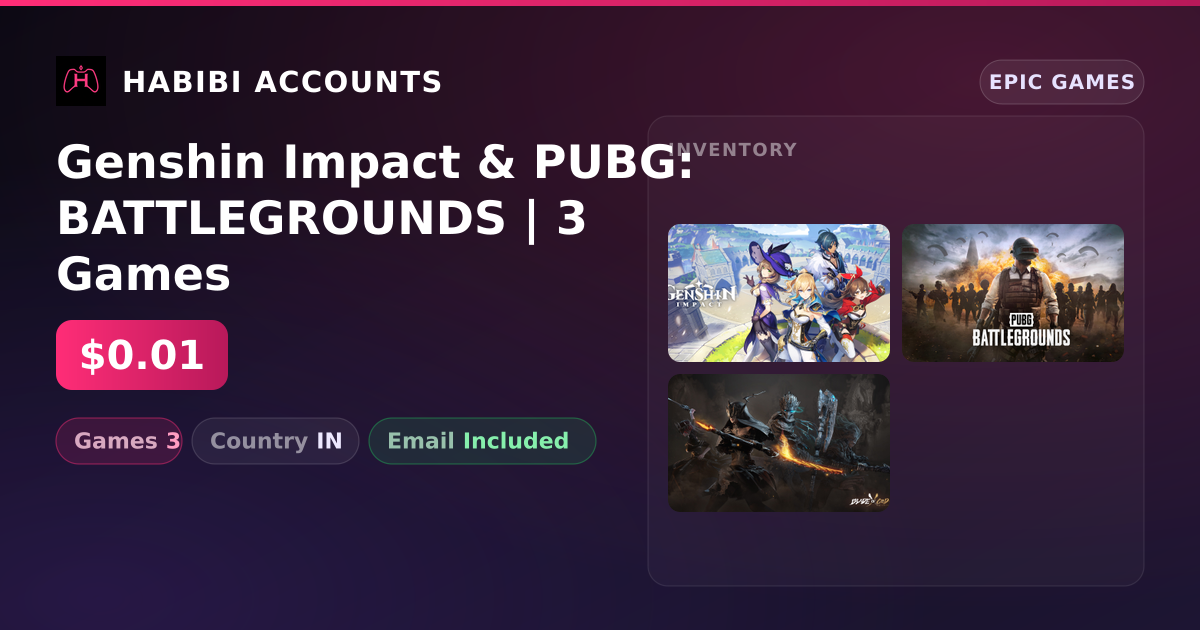 Genshin Impact & PUBG: BATTLEGROUNDS | 3 Games — HabibiAccounts