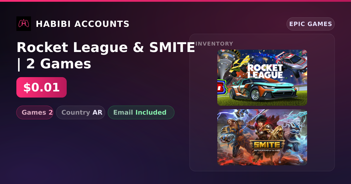 Rocket League & SMITE | 2 Games — HabibiAccounts
