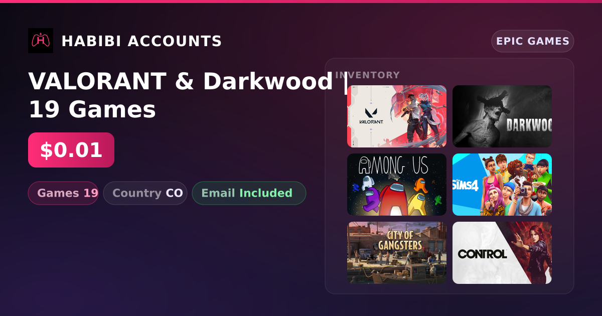 VALORANT & Darkwood | 19 Games — HabibiAccounts