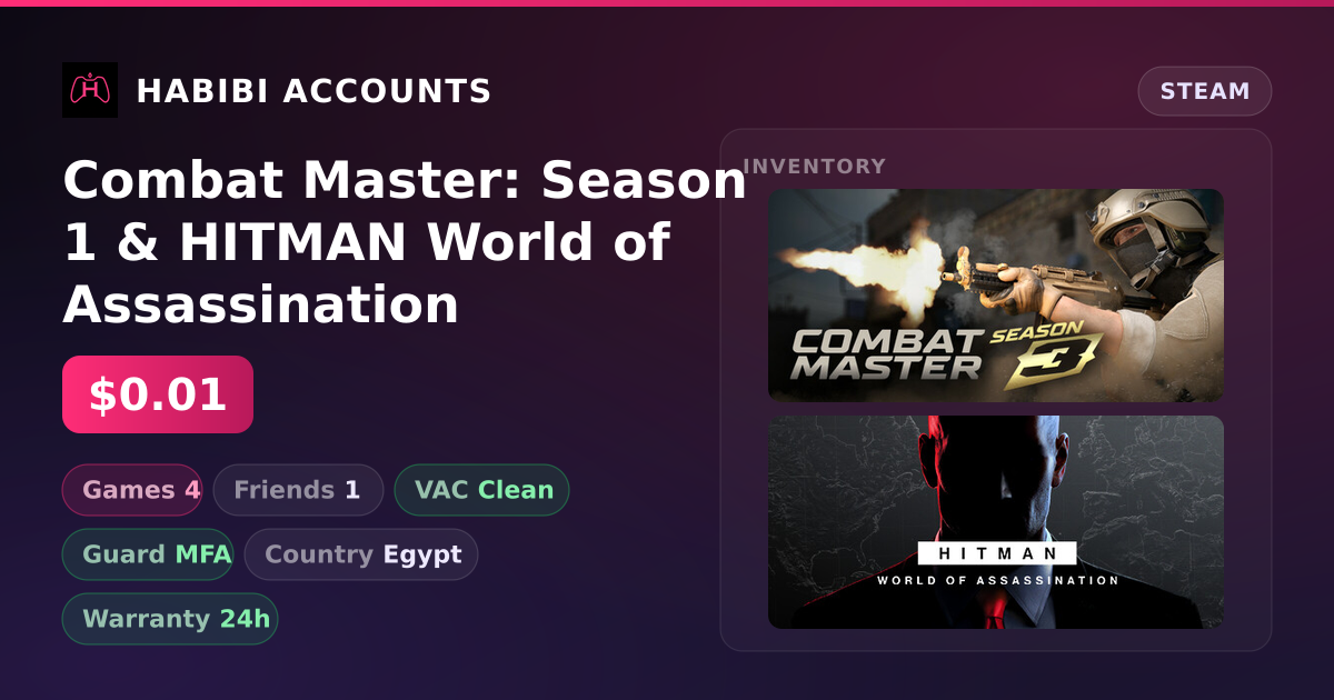 Combat Master: Season 1 & HITMAN World of Assassination — HabibiAccounts