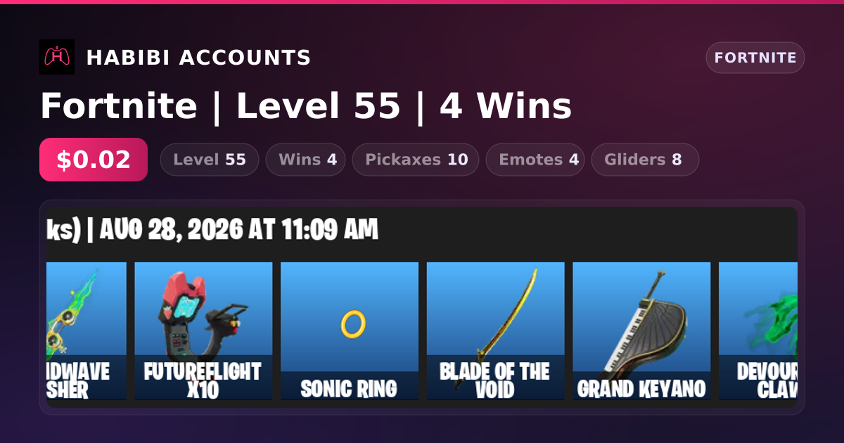 Fortnite | Level 55 | 4 Wins — HabibiAccounts