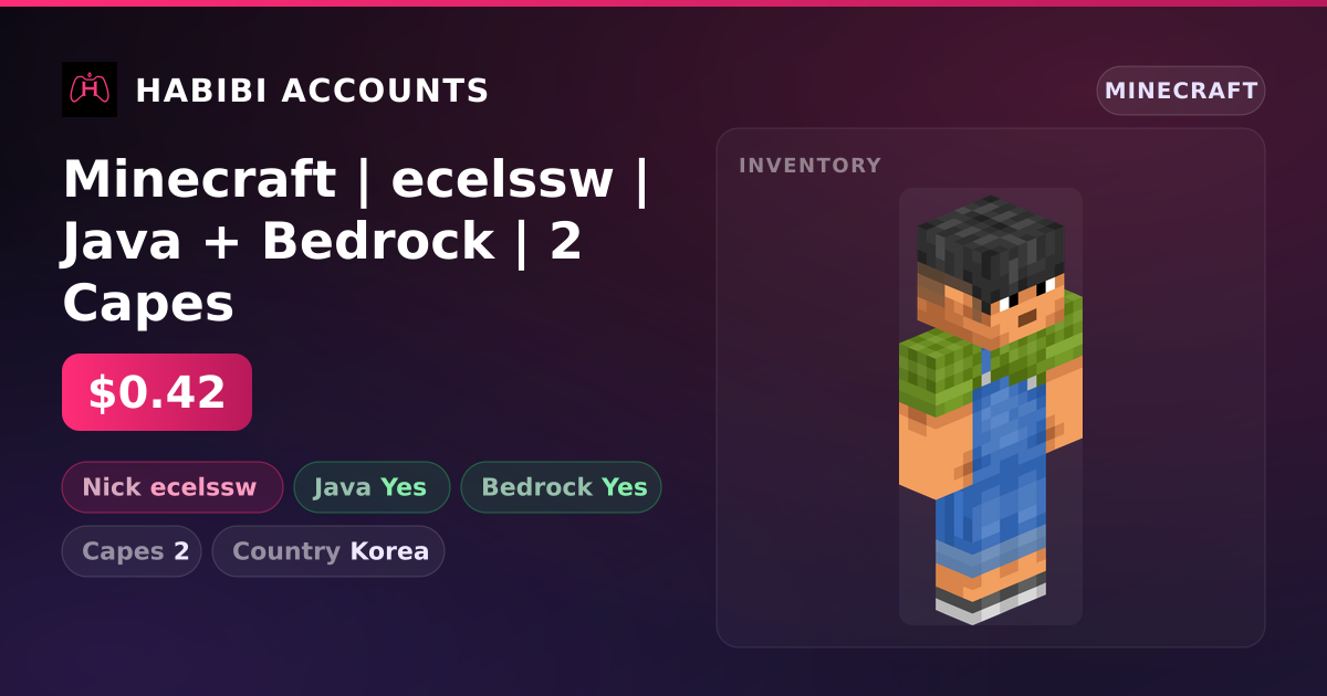 Minecraft | ecelssw | Java + Bedrock | 2 Capes — HabibiAccounts