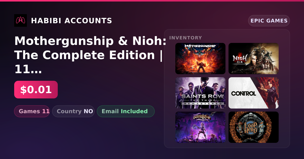 Mothergunship & Nioh: The Complete Edition | 11 Games — HabibiAccounts