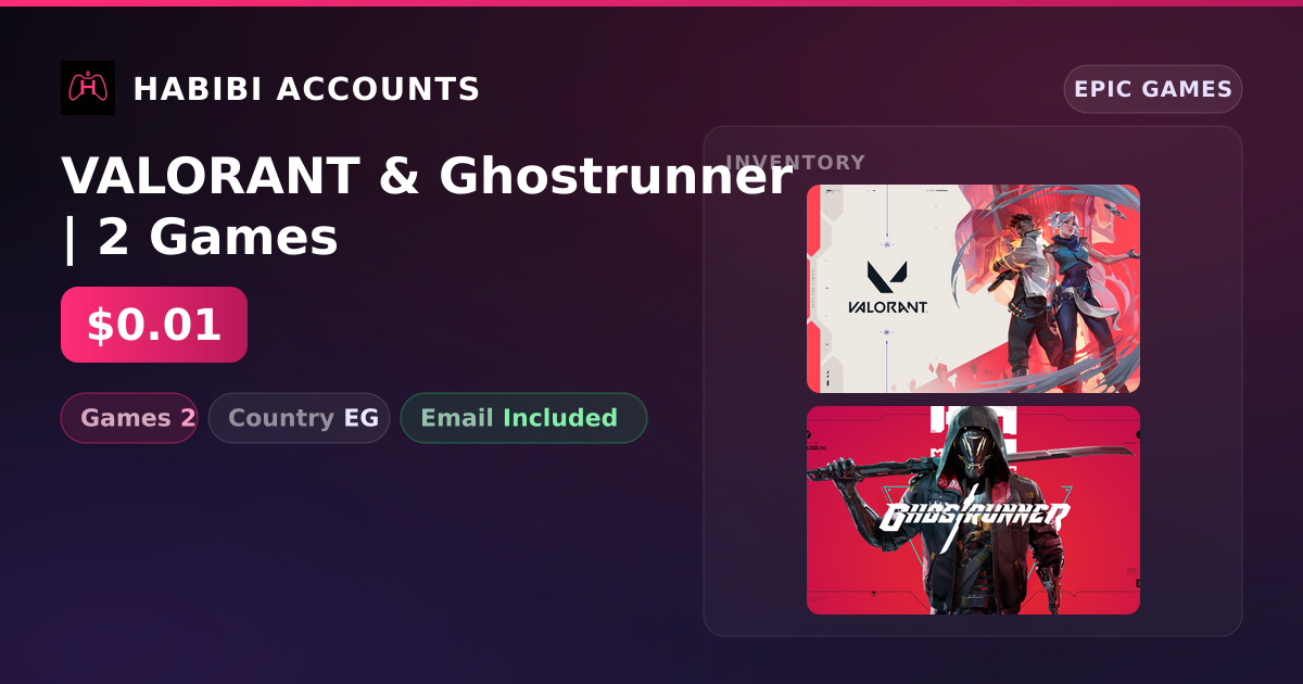 VALORANT & Ghostrunner | 2 Games — HabibiAccounts