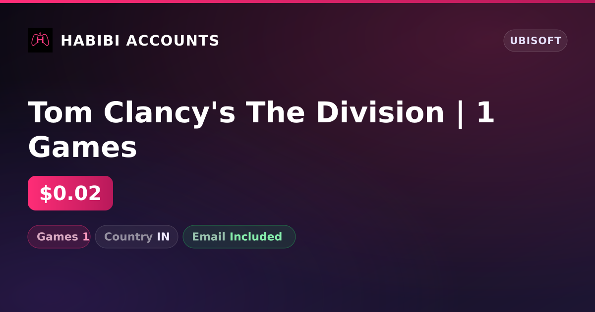 Tom Clancy's The Division | 1 Games — HabibiAccounts