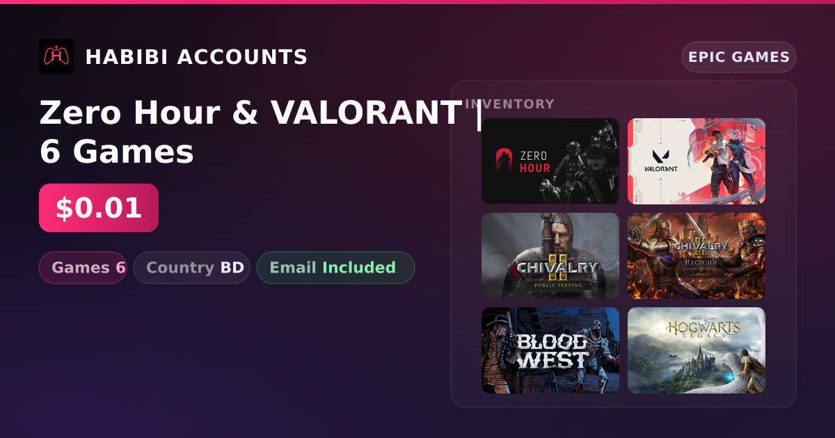 Zero Hour & VALORANT | 6 Games — HabibiAccounts