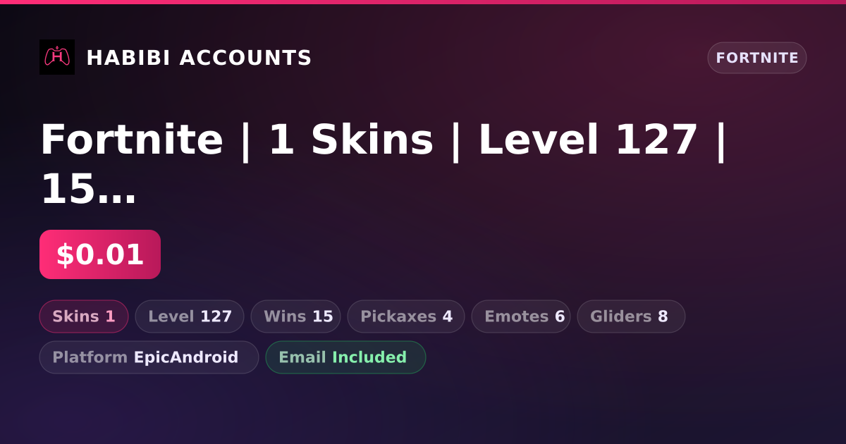 Fortnite | 1 Skins | Level 127 | 15 Wins — HabibiAccounts