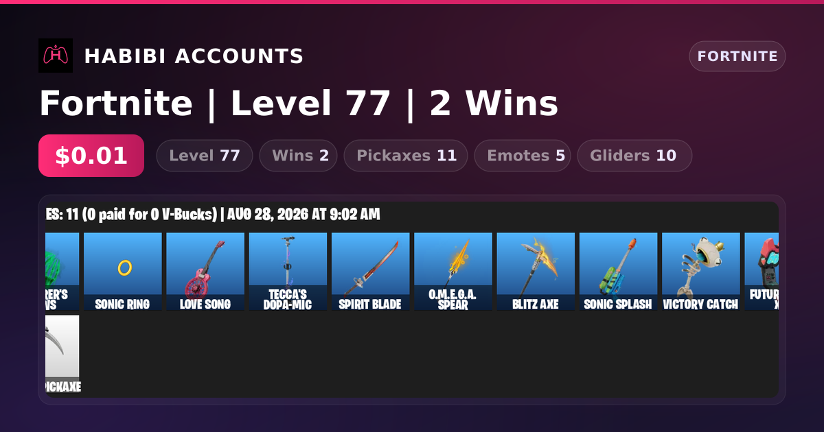 Fortnite | Level 77 | 2 Wins — HabibiAccounts