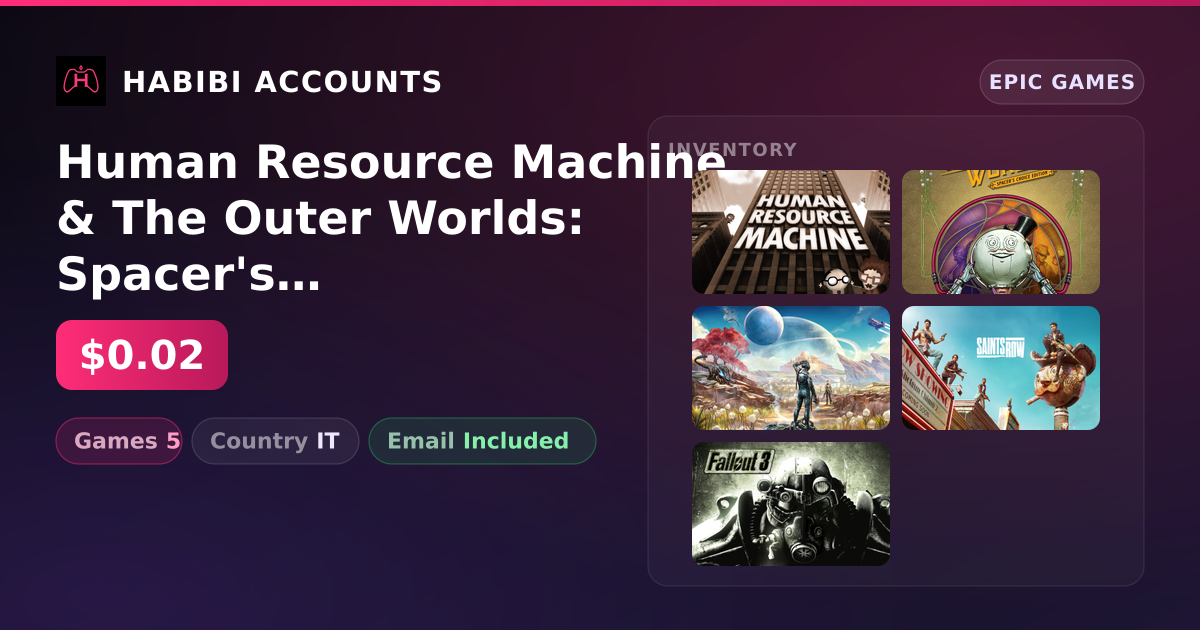 Human Resource Machine & The Outer Worlds: Spacer's Choice Edition | 5 Games — HabibiAccounts