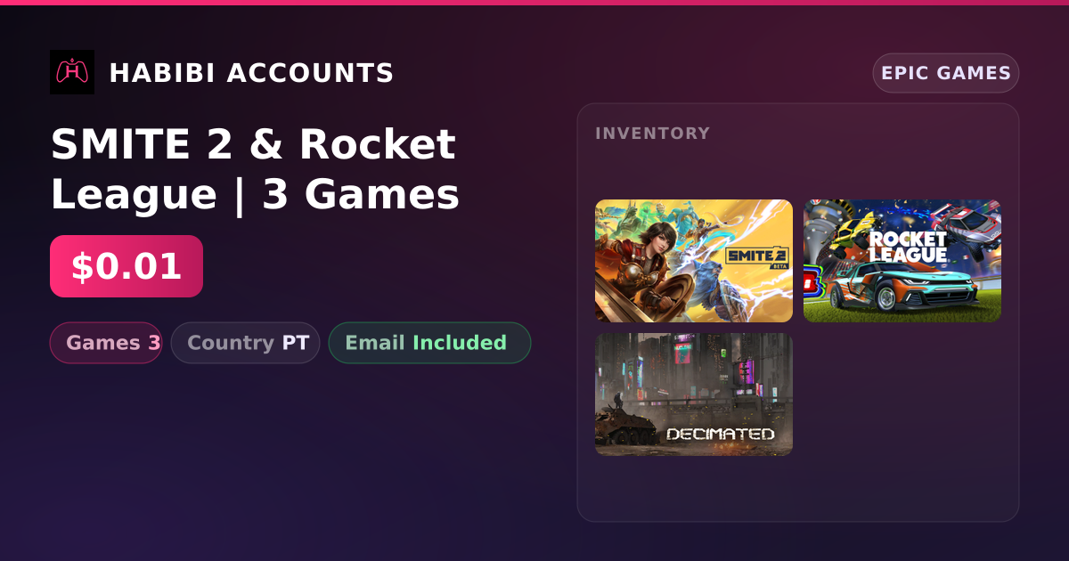 SMITE 2 & Rocket League | 3 Games — HabibiAccounts