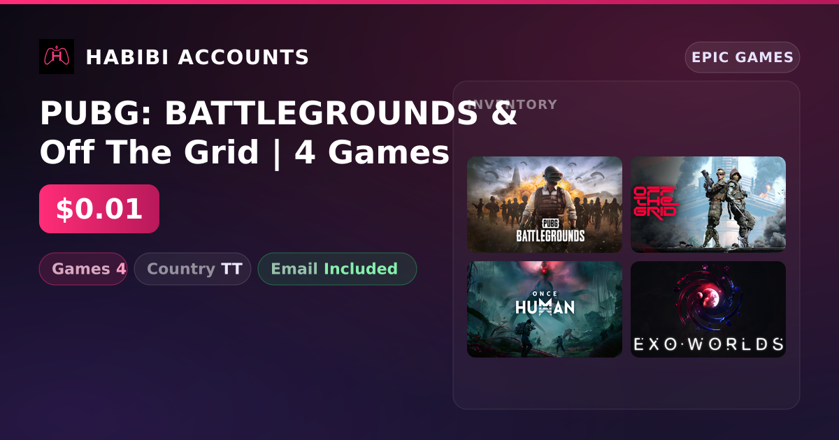PUBG: BATTLEGROUNDS & Off The Grid | 4 Games — HabibiAccounts