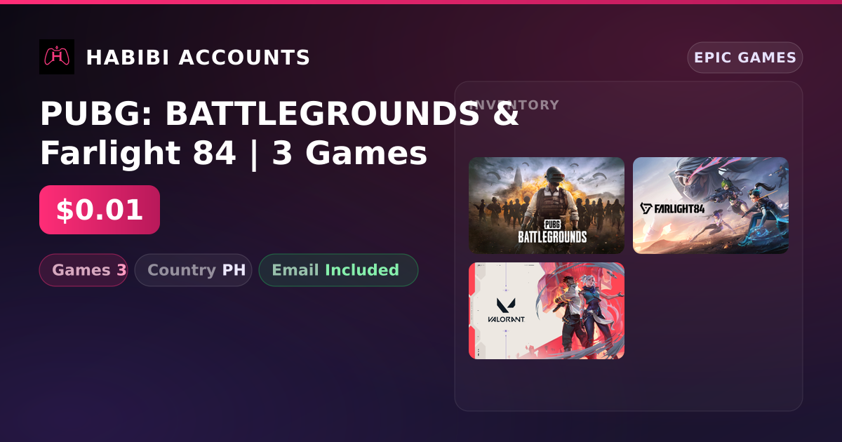 PUBG: BATTLEGROUNDS & Farlight 84 | 3 Games — HabibiAccounts