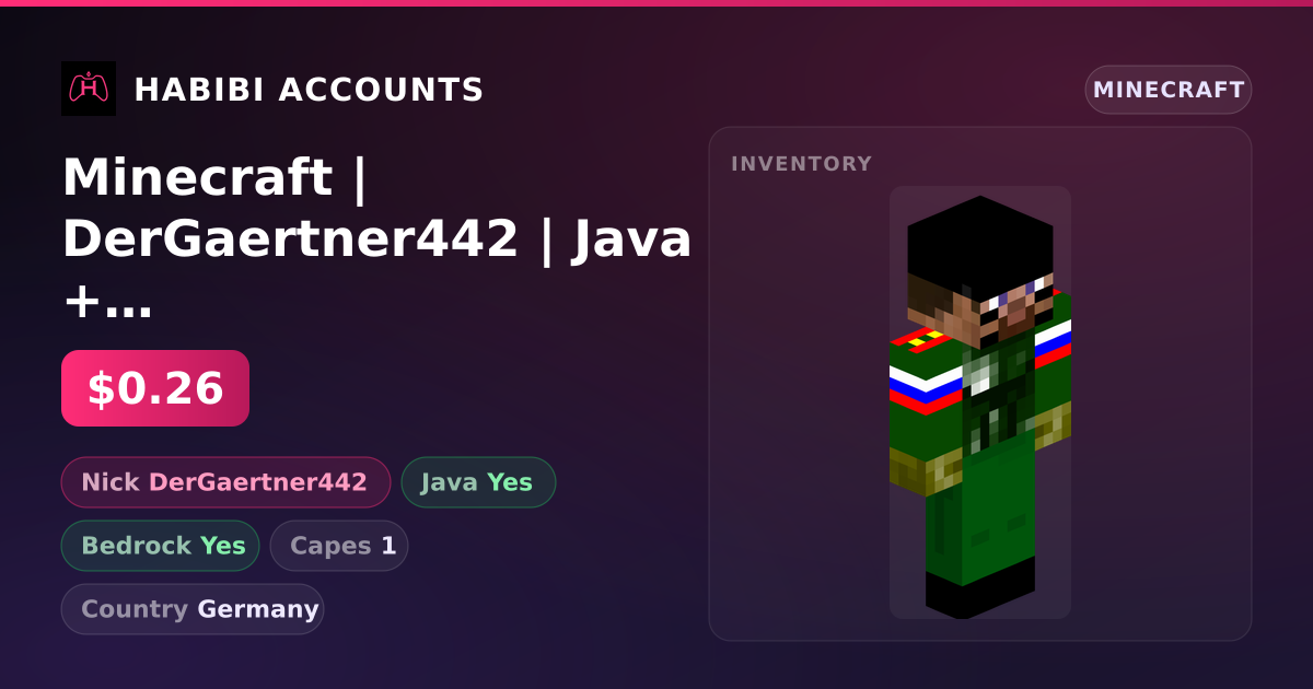 Minecraft | DerGaertner442 | Java + Bedrock | 1 Capes — HabibiAccounts