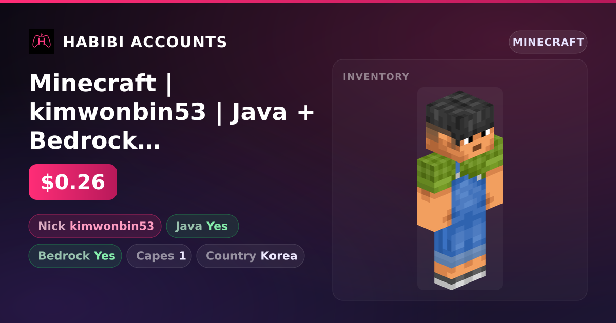 Minecraft | kimwonbin53 | Java + Bedrock | 1 Capes — HabibiAccounts