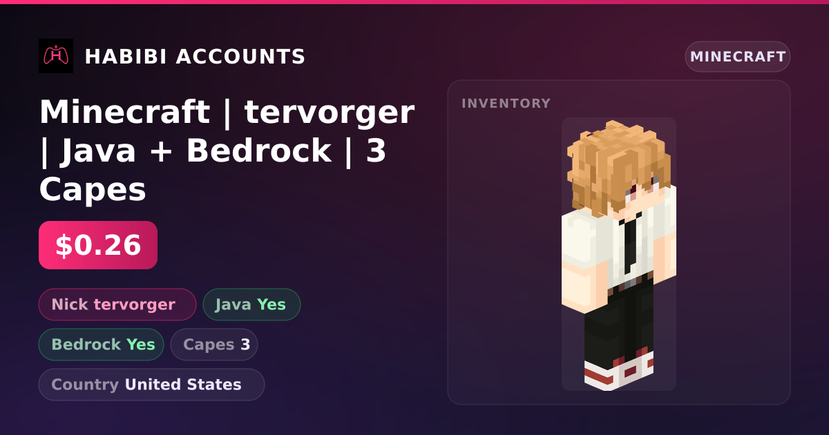 Minecraft | tervorger | Java + Bedrock | 3 Capes — HabibiAccounts