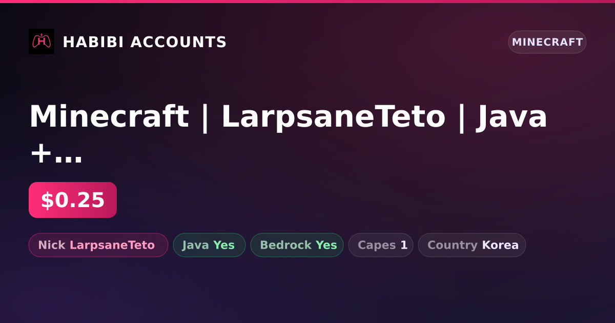 Minecraft | LarpsaneTeto | Java + Bedrock | 1 Capes — HabibiAccounts