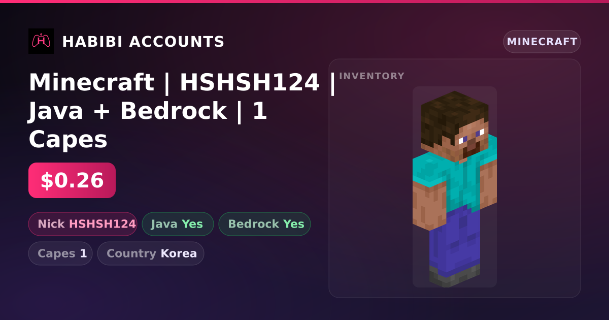 Minecraft | HSHSH124 | Java + Bedrock | 1 Capes — HabibiAccounts