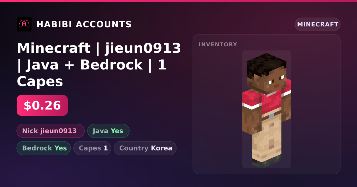 Minecraft | jieun0913 | Java + Bedrock | 1 Capes — HabibiAccounts